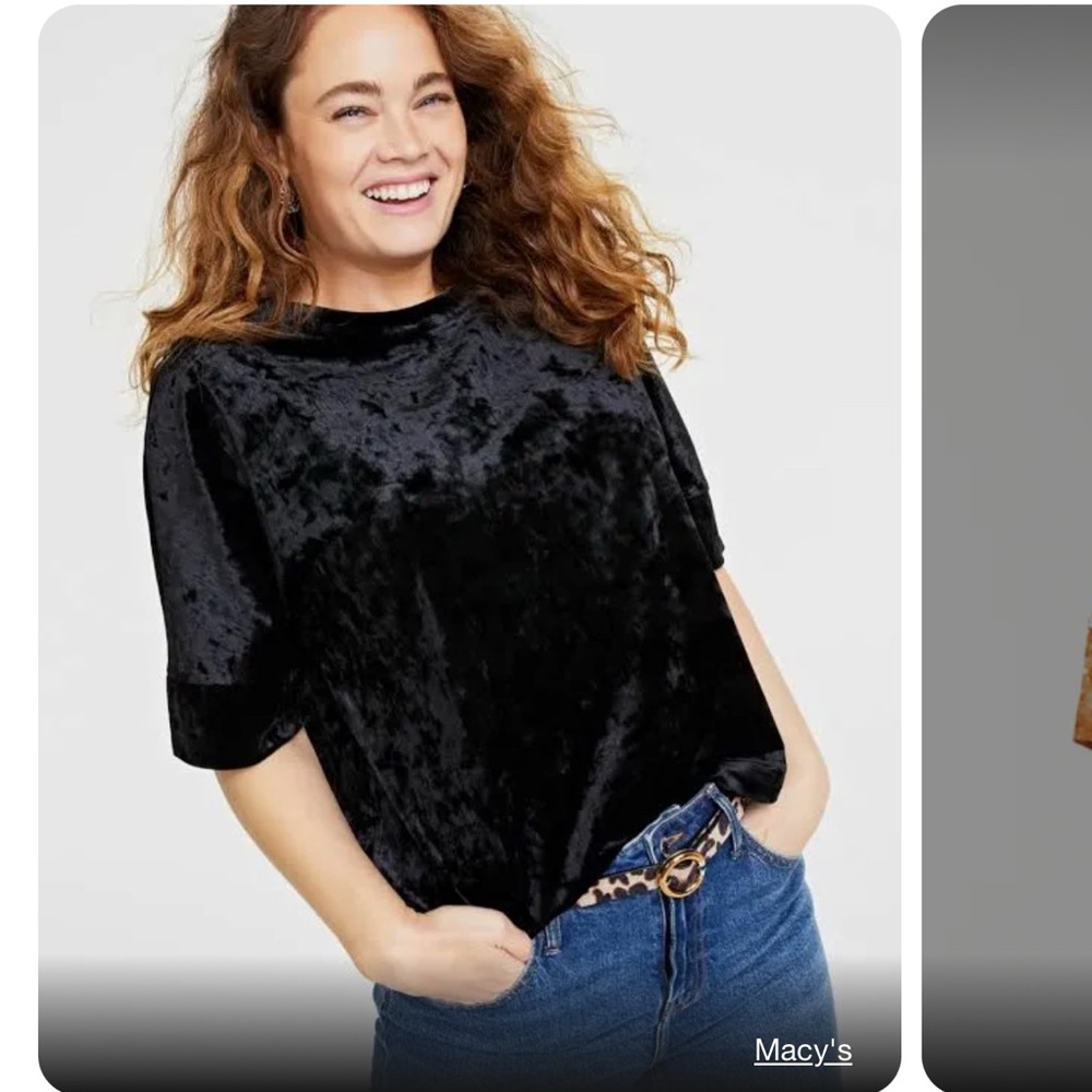 Women's Short-Sleeve Relaxed Velvet T-Shirt, Created for Macy's Size XL